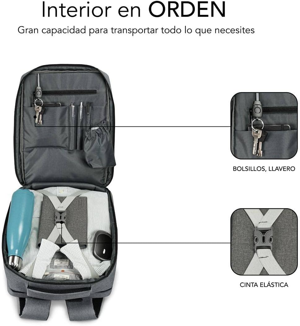 Mochila Subblim Traveller Airpadding Backpack para Portáteis até 15.6"/ Porta USB/ Cinzento - Imagem 7