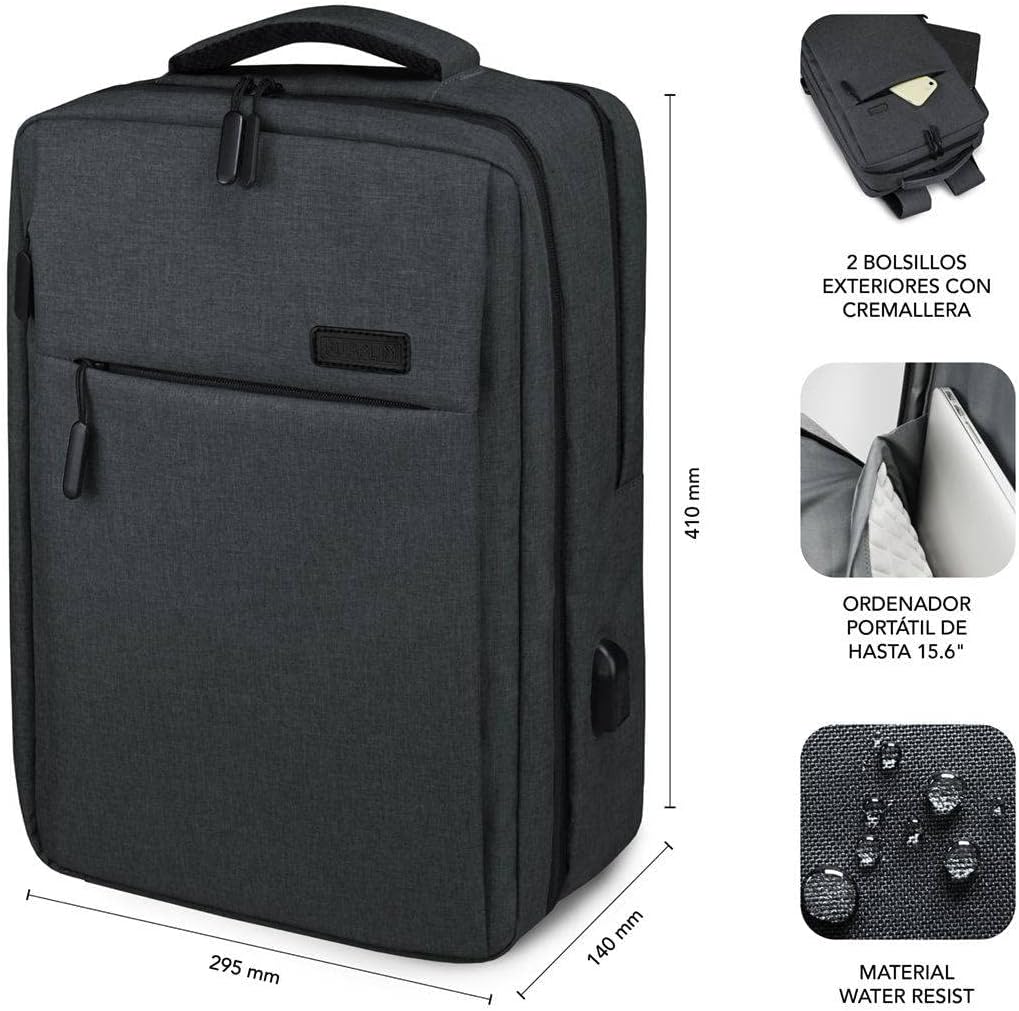 Mochila Subblim Traveller Airpadding Backpack para Portáteis até 15.6"/ Porta USB/ Cinzento - Imagem 5