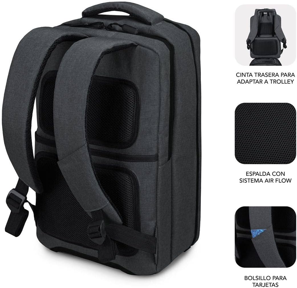 Mochila Subblim Traveller Airpadding Backpack para Portáteis até 15.6"/ Porta USB/ Cinzento - Imagem 4