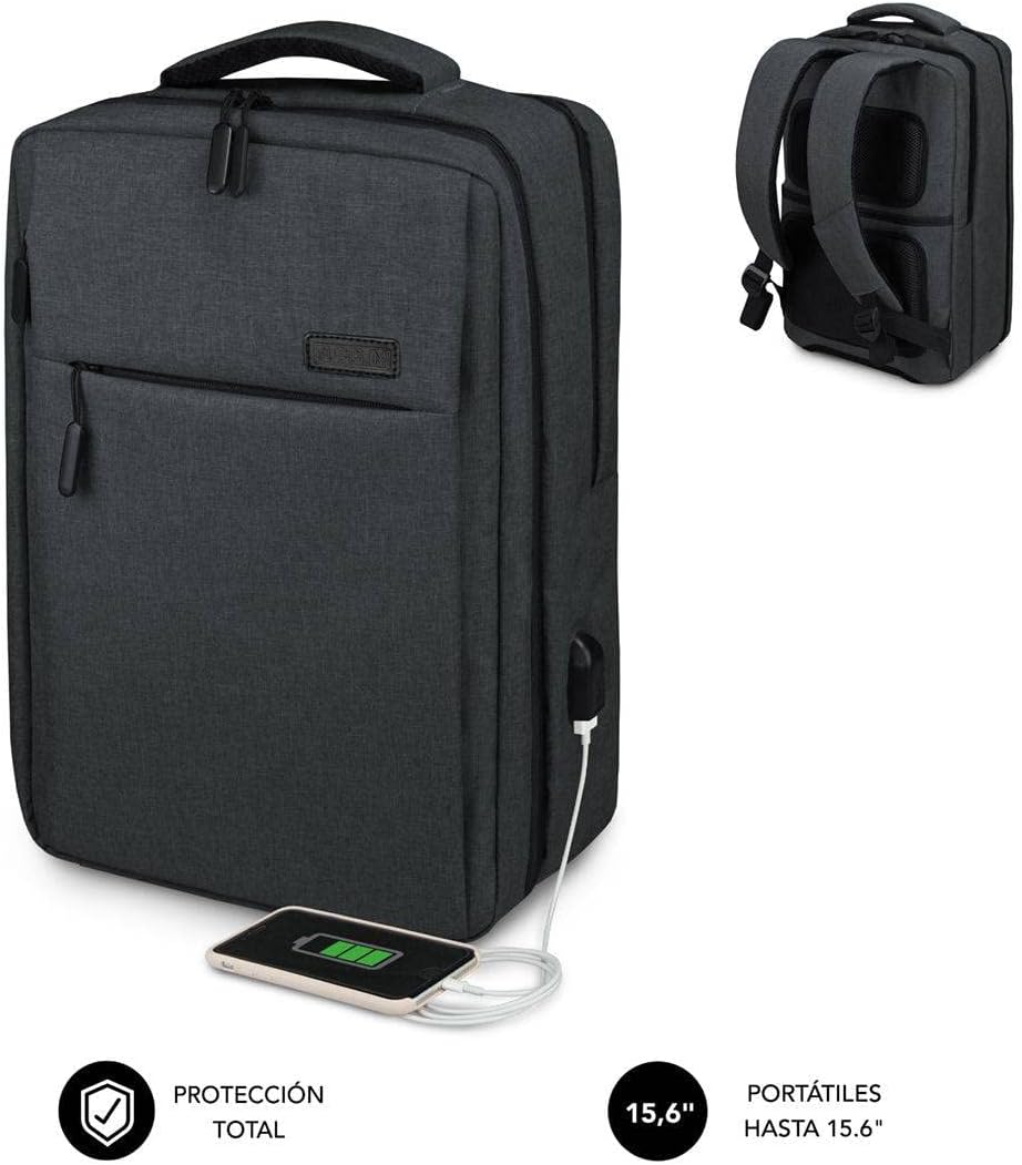 Mochila Subblim Traveller Airpadding Backpack para Portáteis até 15.6"/ Porta USB/ Cinzento - Imagem 2