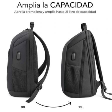 Mochila Subblim Xpand Air Padding Backpack para Portáteis até 15.6"/ Porta USB/ Preto - Imagem 2