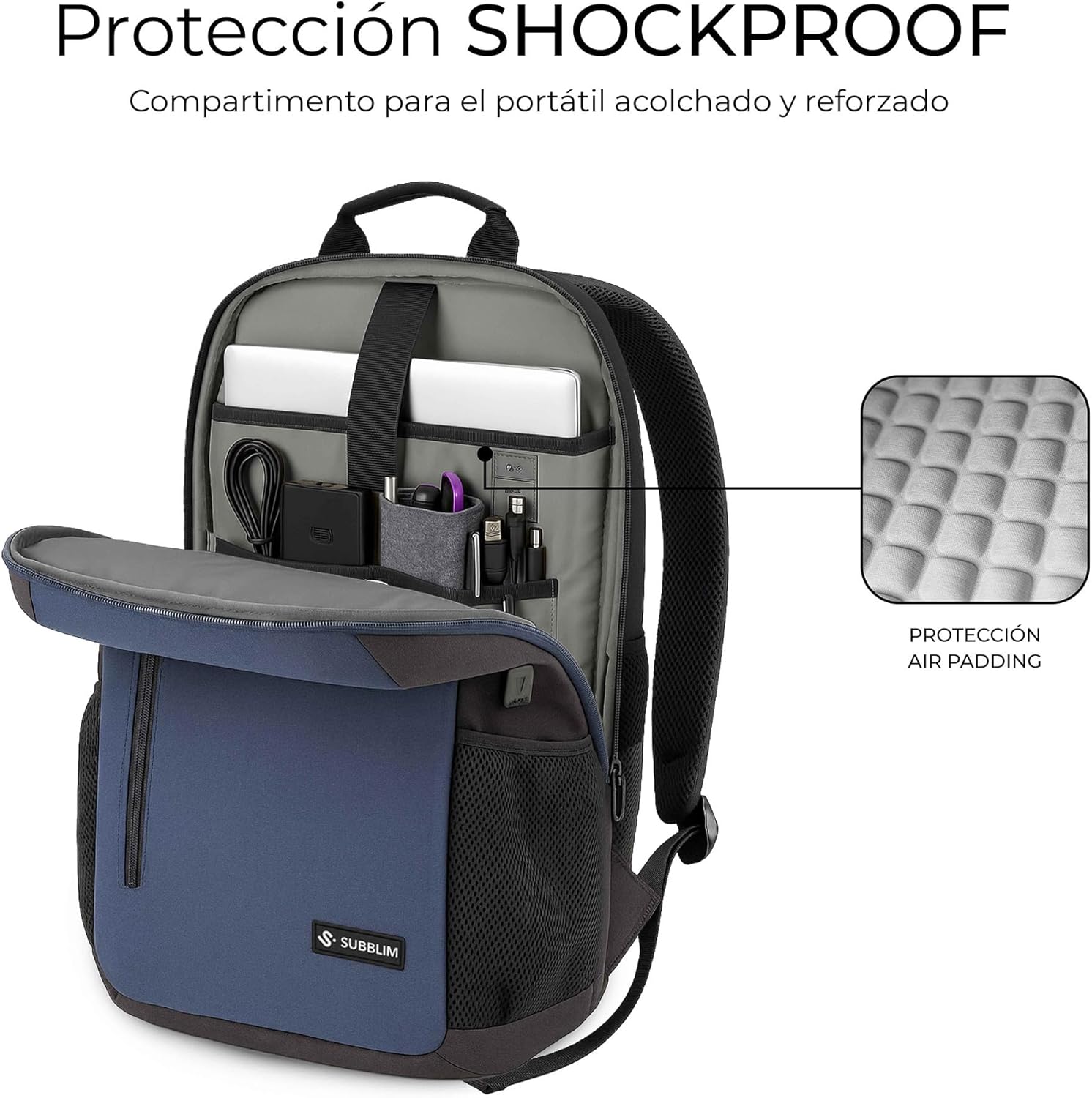 Mochila Subblim Xpand Air Padding Backpack para Portáteis até 15.6"/ Porta USB/ Azul - Imagem 6