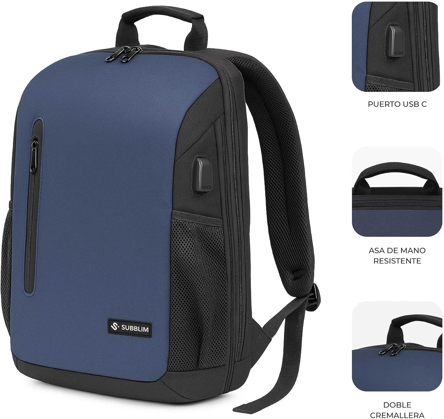 Mochila Subblim Xpand Air Padding Backpack para Portáteis até 15.6"/ Porta USB/ Azul - Imagem 3
