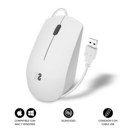 Rato Subblim Business Silencioso 1200 DPI Cabo USB 150cm Ambidextro Branco - Imagem 4