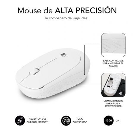 Rato Sem Fios Subblim Business Plus Silencioso/ Até 1200 DPI/ Branco - Imagem 2