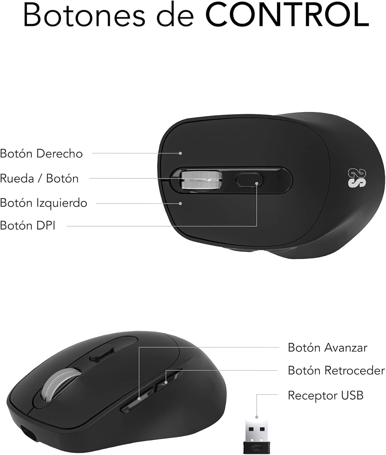Rato Ergonómico Sem Fios por Bluetooth/ 2.4GHz Subblim Comfort Ergo Dual Battery/ Bateria recarregável/ Até 2400 DPI/ Preto - Imagem 7