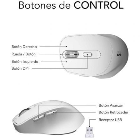 Rato Ergonómico Sem Fios por Bluetooth/ 2.4GHz Subblim Comfort Ergo Dual Battery/ Bateria recarregável/ Até 2400 DPI/ Branco - Imagem 2
