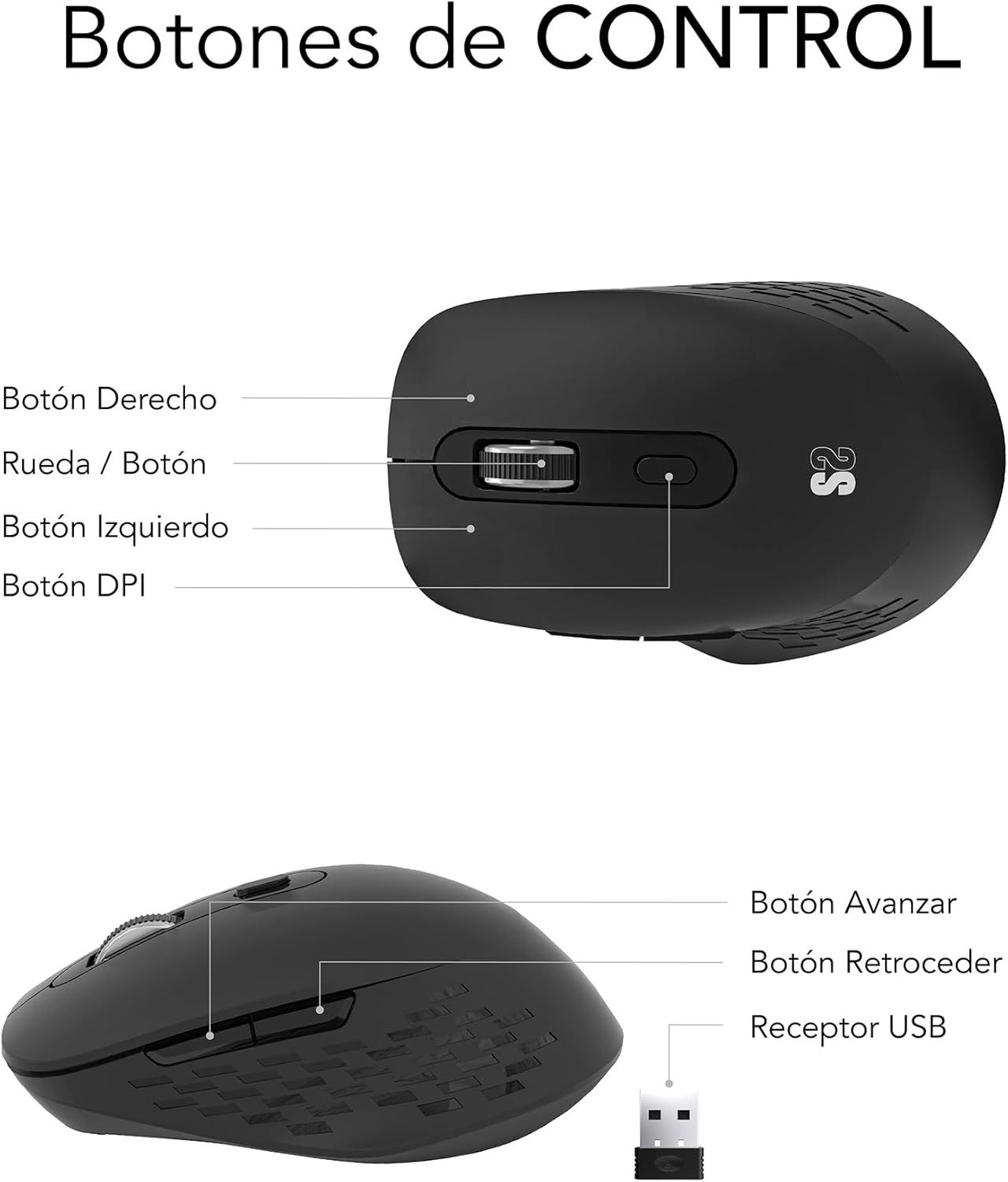 Rato Ergonómico Sem Fios por Bluetooth/ 2.4GHz Subblim Curve Ergo Dual Battery/ Bateria recarregável/ Até 1600 DPI/ Preto - Imagem 6