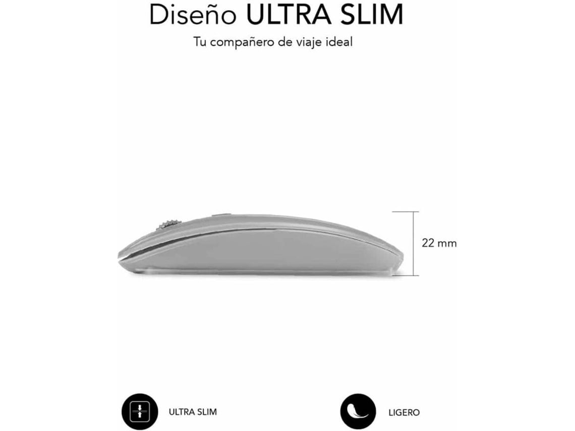 Rato Sem Fios por Bluetooth Subblim Dual Flat/ Bateria Recarregável/ Até 1600 DPI/ Prata - Imagem 4