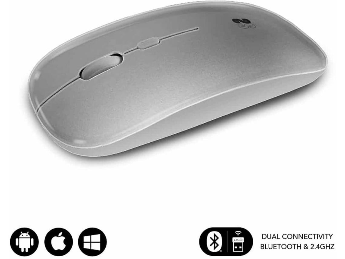 Rato Sem Fios por Bluetooth Subblim Dual Flat/ Bateria Recarregável/ Até 1600 DPI/ Prata - Imagem 2