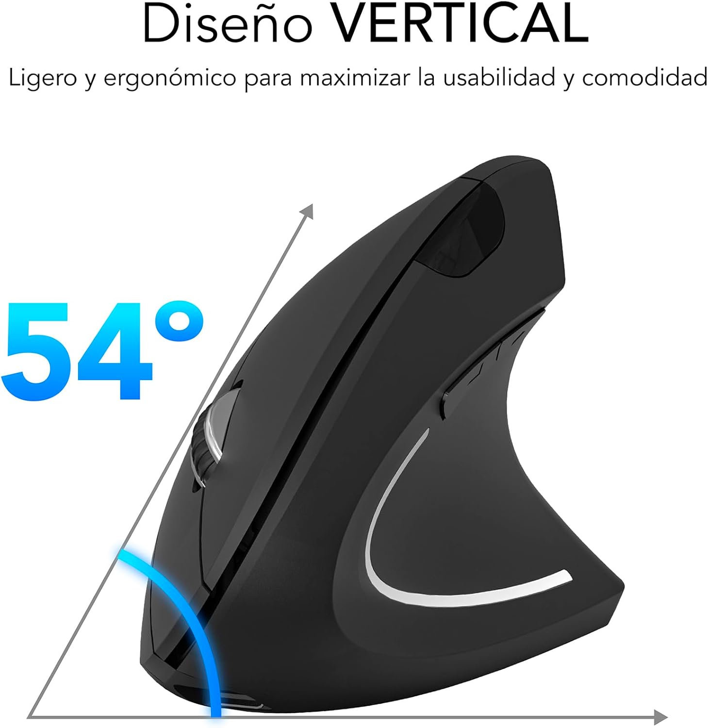 Rato Vertical Sem Fios por Bluetooth/ 2.4GHz Subblim Glide Vertical Ergo Dual Battery/ Bateria Recarregável/ Até 1600 DPI/ Preto - Imagem 4