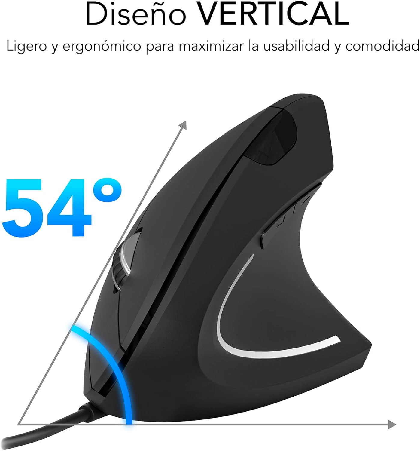 Rato Vertical Subblim Glide Vertical Ergo Wired/ Até 1600 DPI/ Preto - Imagem 4