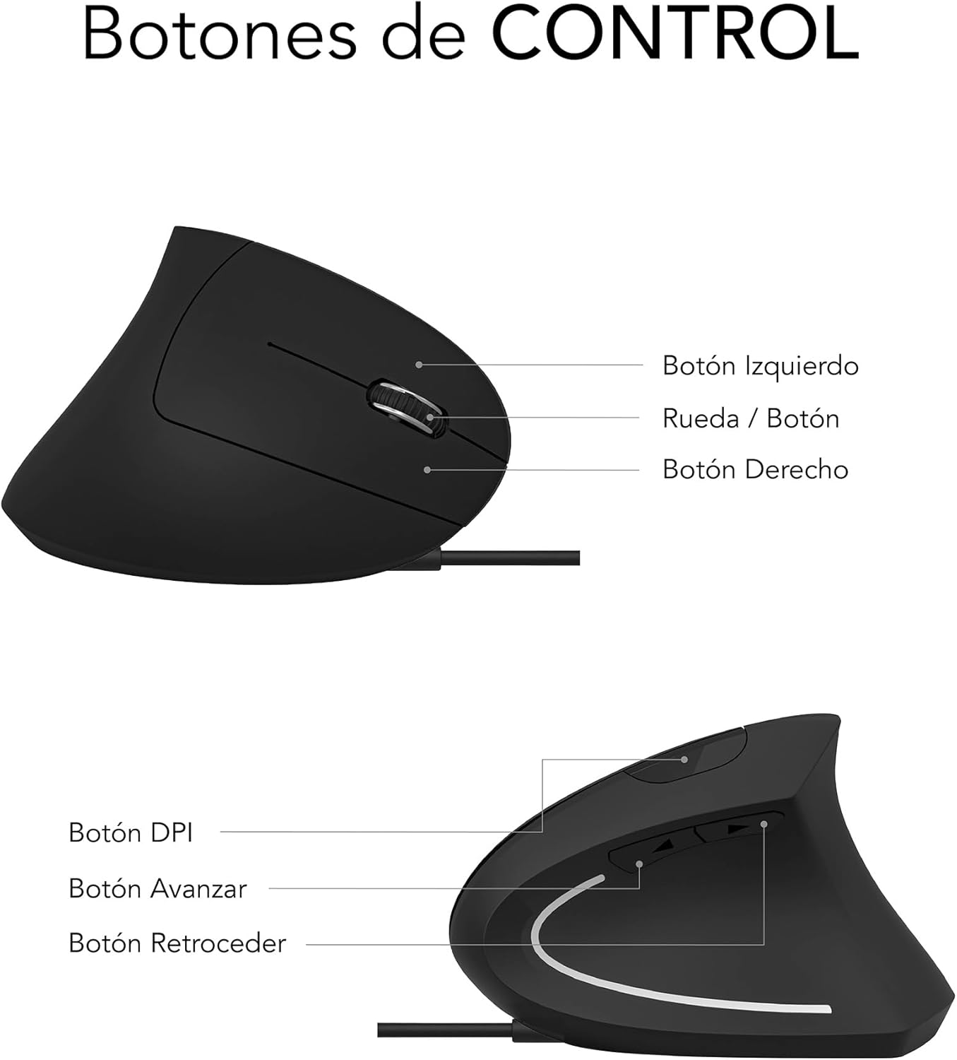 Rato Vertical Subblim Glide Vertical Ergo Wired/ Até 1600 DPI/ Preto - Imagem 6