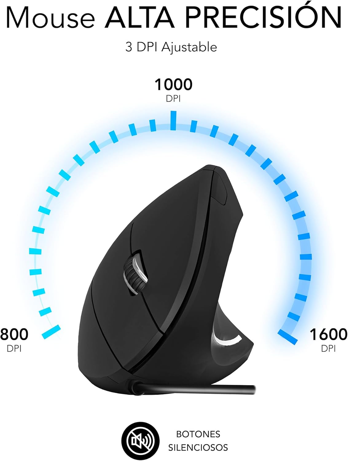 Rato Vertical Subblim Glide Vertical Ergo Wired/ Até 1600 DPI/ Preto - Imagem 5