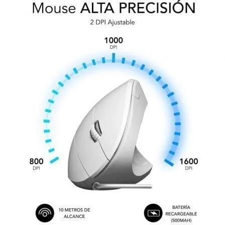 Rato Vertical Subblim Glide Ergo Wired Óptico 1600 DPI Silencioso Branco - Imagem 4