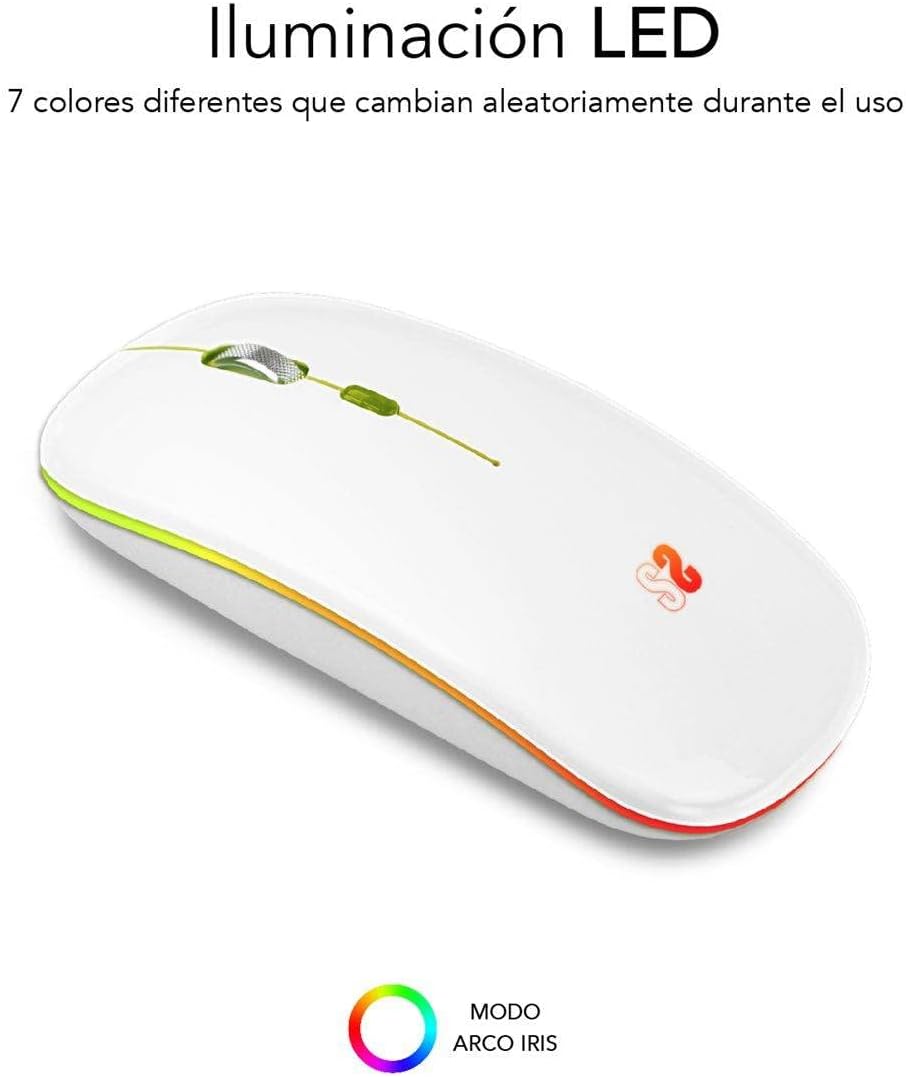 Rato Sem Fios por Bluetooth Subblim LED Dual Flat/ Bateria Recarregável/ Até 1600 DPI/ Branco - Imagem 4