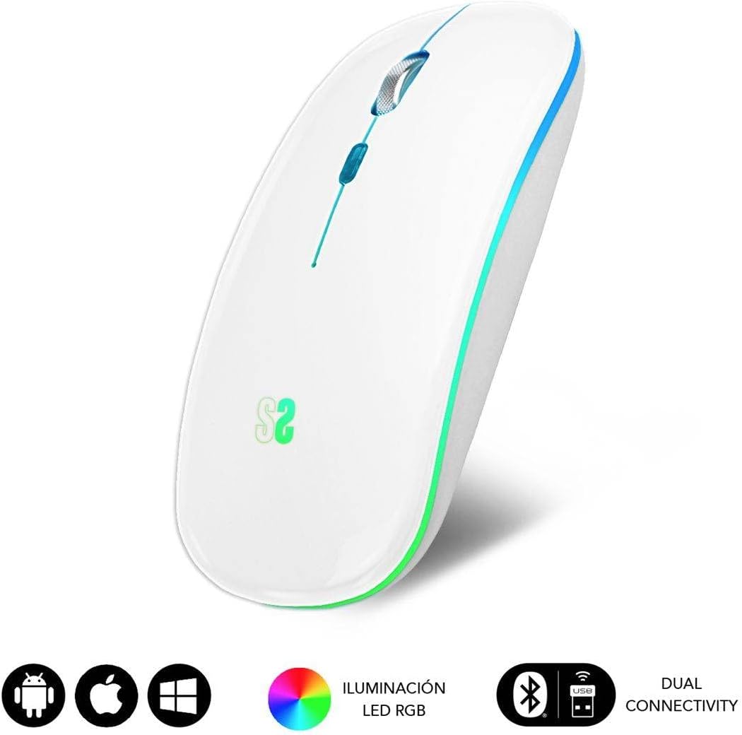 Rato Sem Fios por Bluetooth Subblim LED Dual Flat/ Bateria Recarregável/ Até 1600 DPI/ Branco - Imagem 2