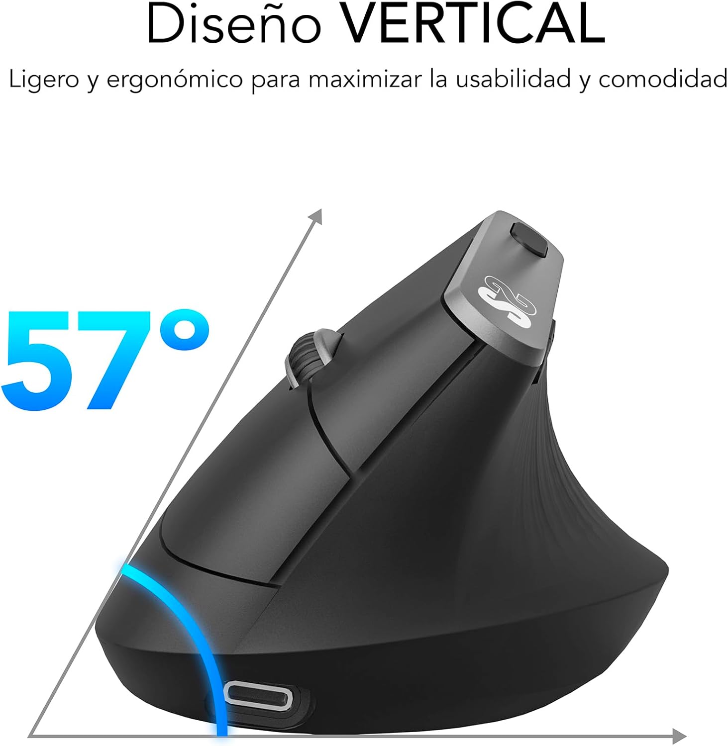 Rato Ergonómico Sem Fios por Bluetooth/ 2.4GHz Subblim Nature Vertical Ergo Dual Battery/ Bateria Recarregável/ Até 4000 DPI/ Preto - Imagem 5