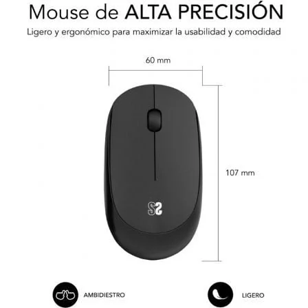 Conjunto Rato Sem Fios e Tapete de Rato XL SUBBLIM Harmony 1200 DPI 80x30cm Preto - Imagem 3