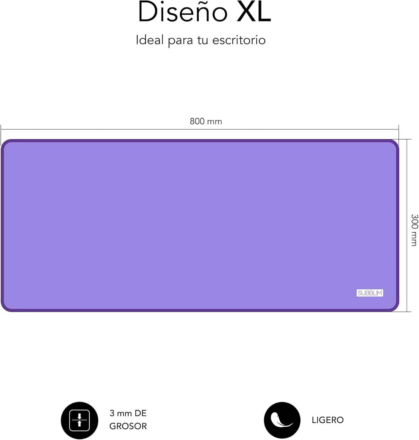 Conjunto Rato Sem Fios e Tapete Desk Mat SUBBLIM Harmony Pack 1200 DPI 80x30cm Roxo - Imagem 3