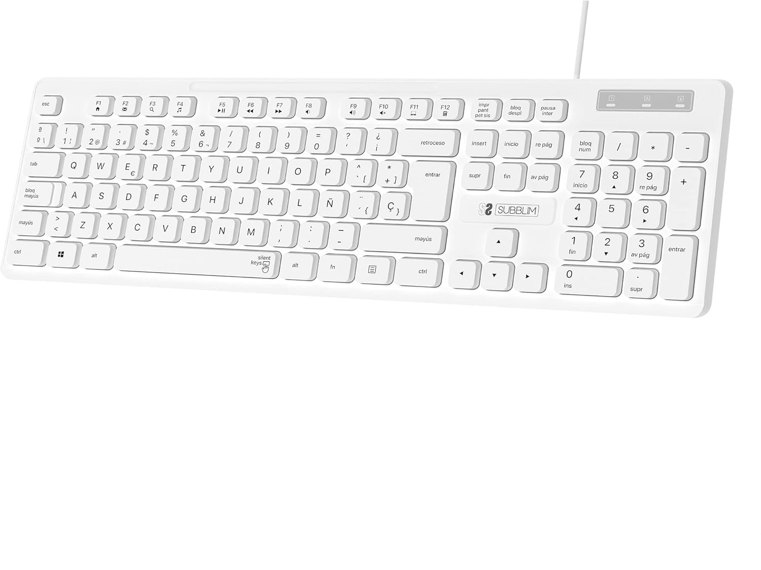 Teclado Subblim Business Slim Silencioso/ Branco