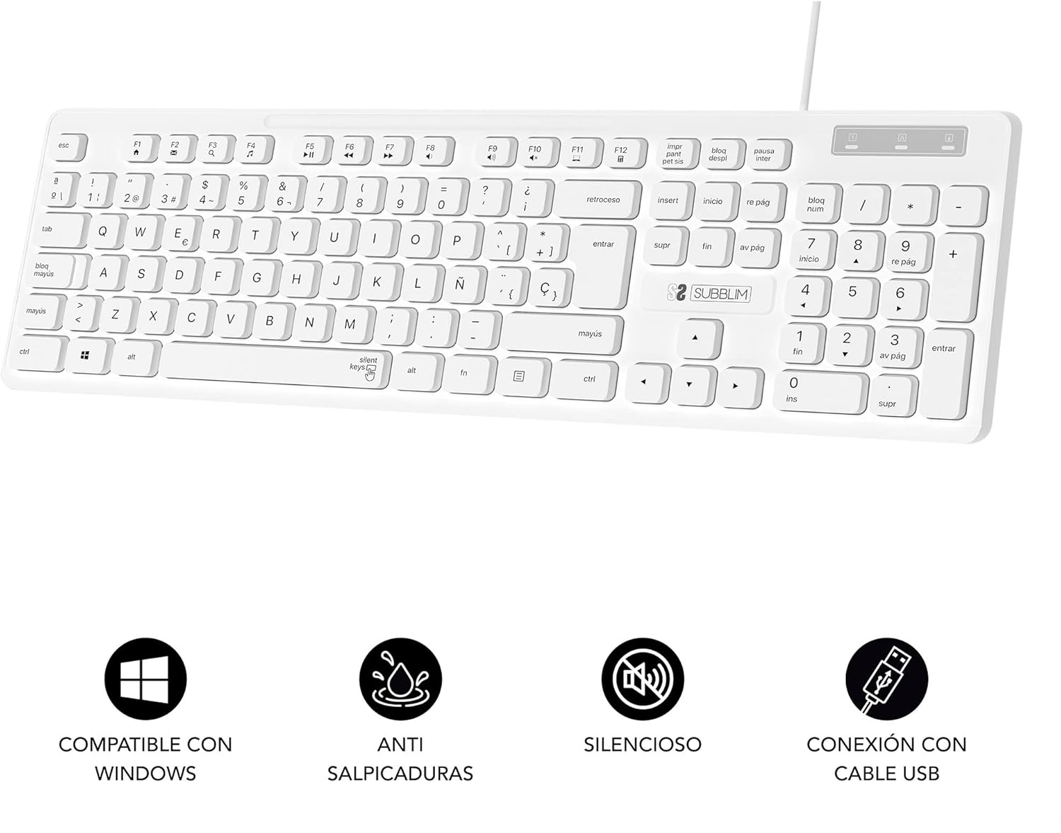 Teclado Subblim Business Slim Silencioso/ Branco - Imagem 2