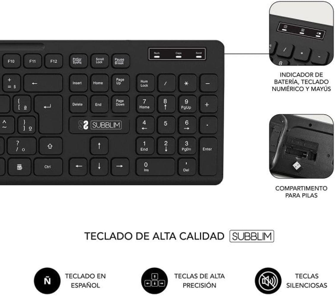 Teclado e Rato Sem Fios Subblim Combo Business Slim CSSW10 - Imagem 3