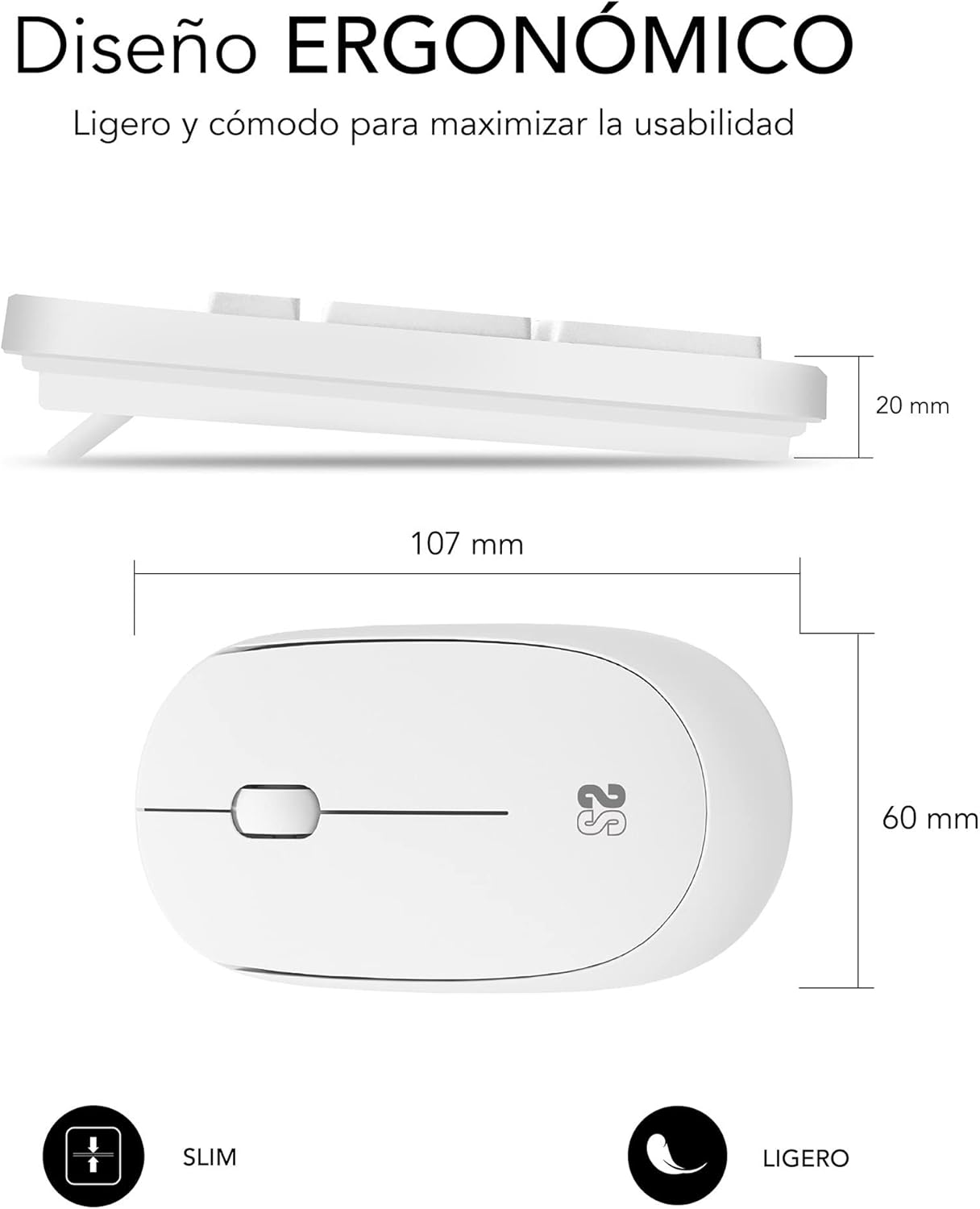 Teclado e Rato Subblim Combo Business Slim Silencioso Sem Fios/ Branco - Imagem 3