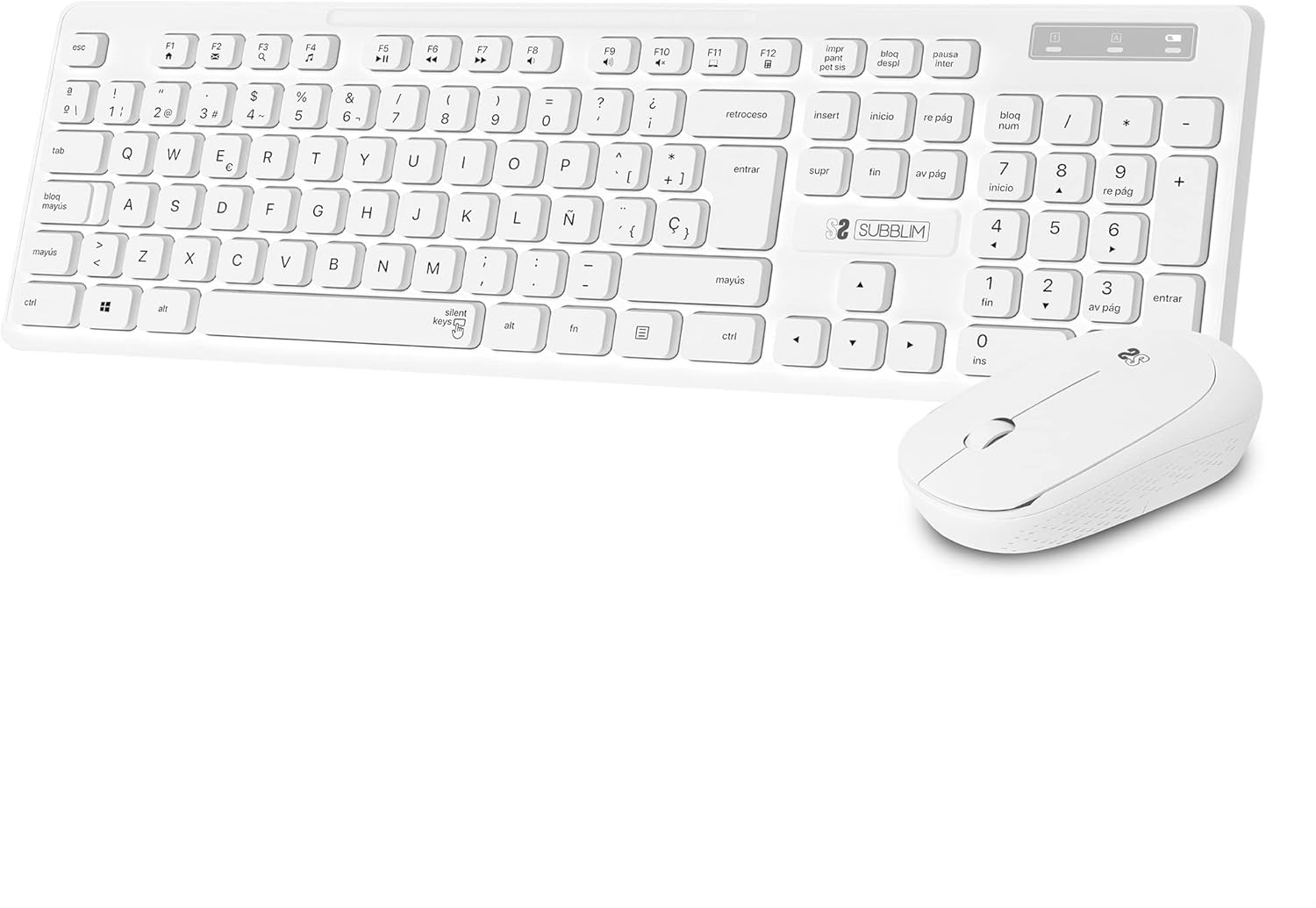 Teclado e Rato Subblim Combo Business Slim Silencioso Sem Fios/ Branco
