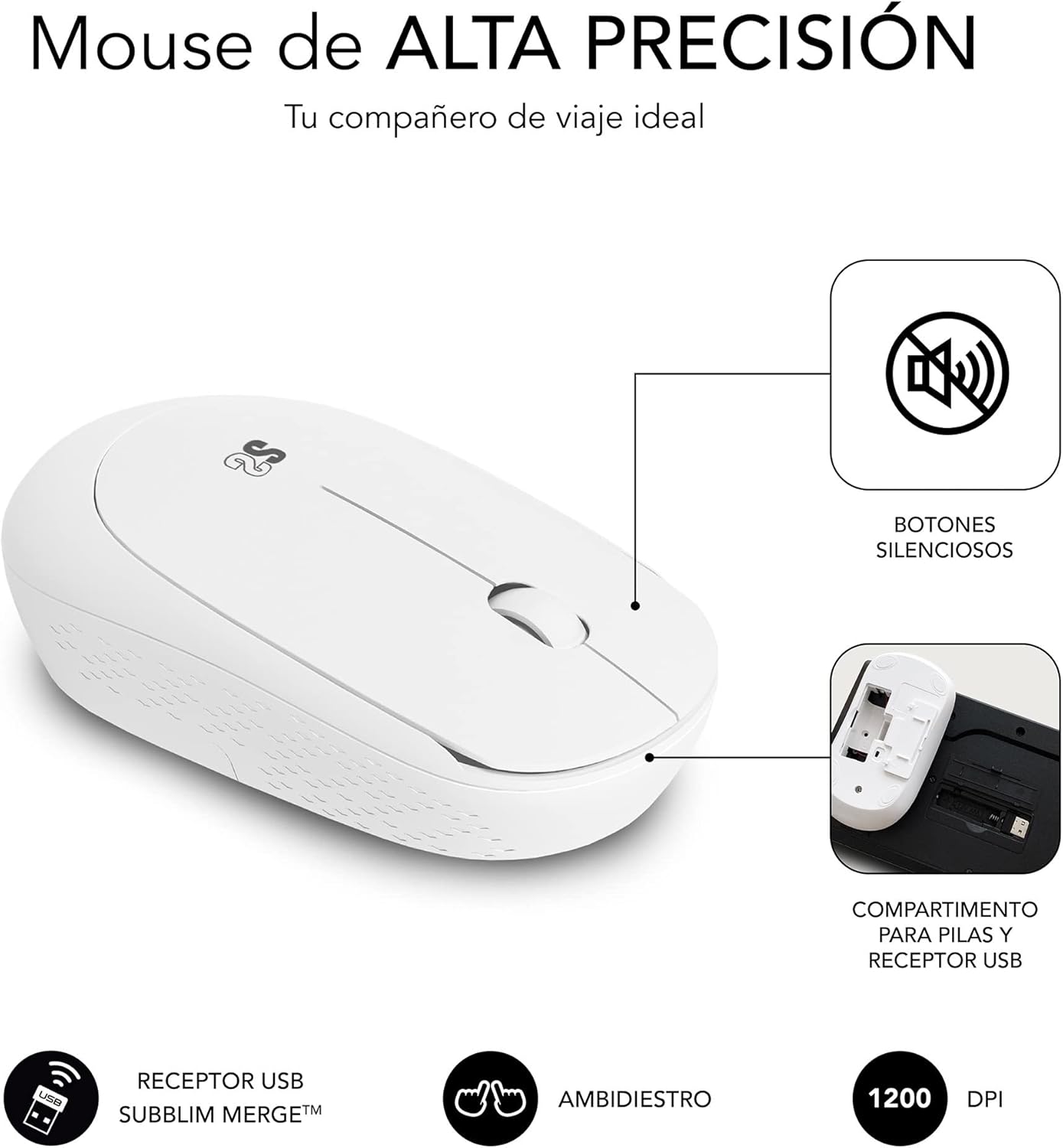Teclado e Rato Subblim Combo Business Slim Silencioso Sem Fios/ Branco - Imagem 5
