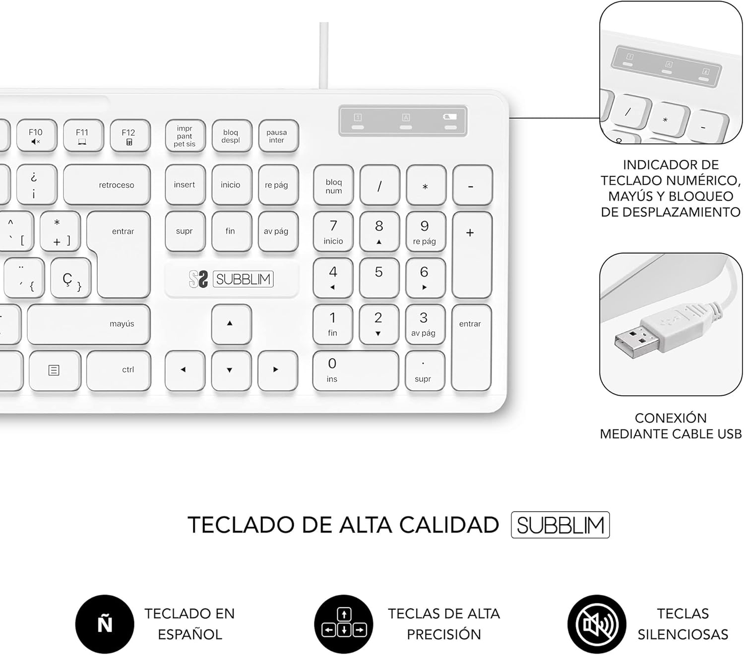 Teclado e Rato Subblim Combo Business Slim Silencioso/ Branco - Imagem 3