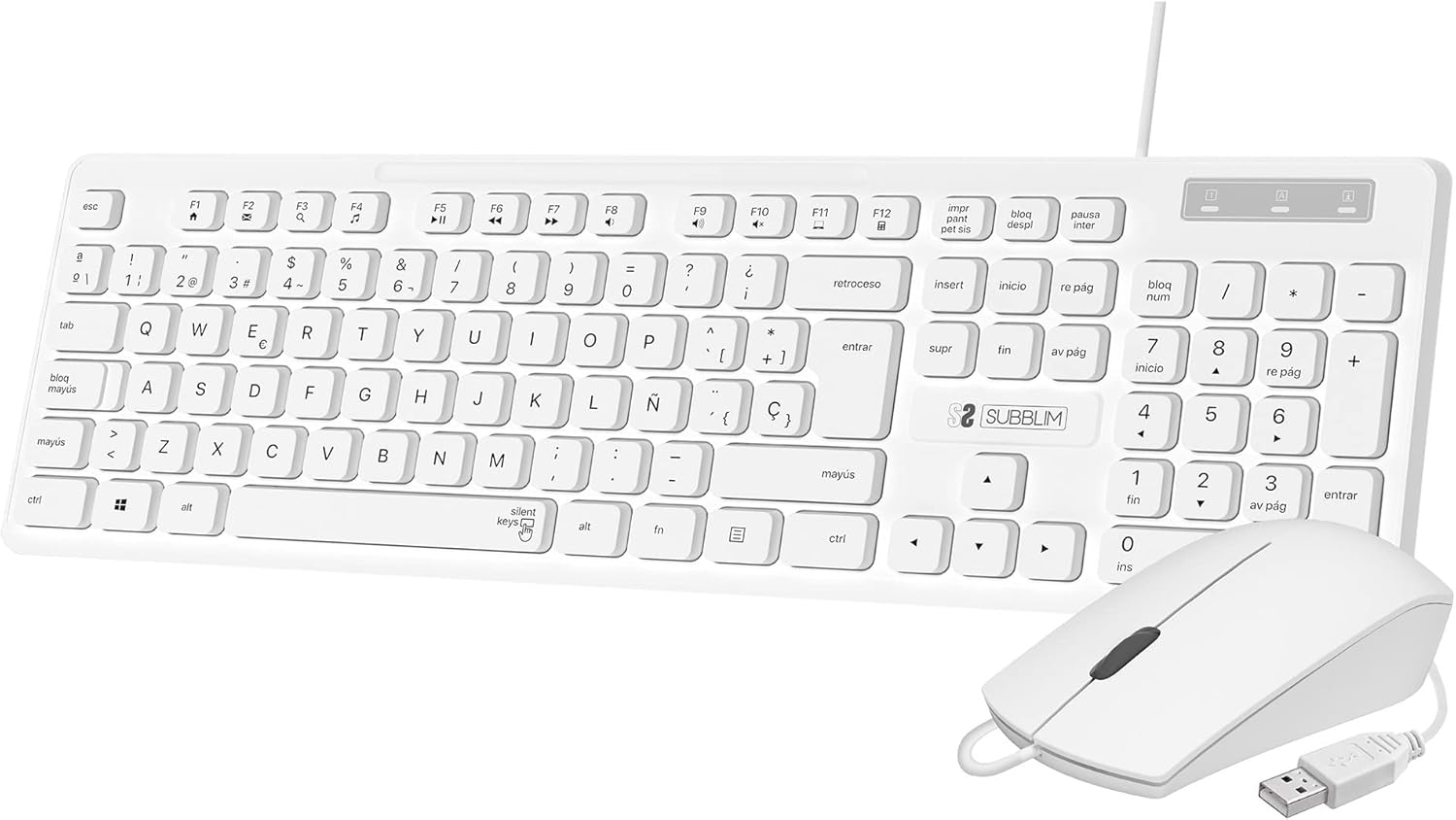 Teclado e Rato Subblim Combo Business Slim Silencioso/ Branco