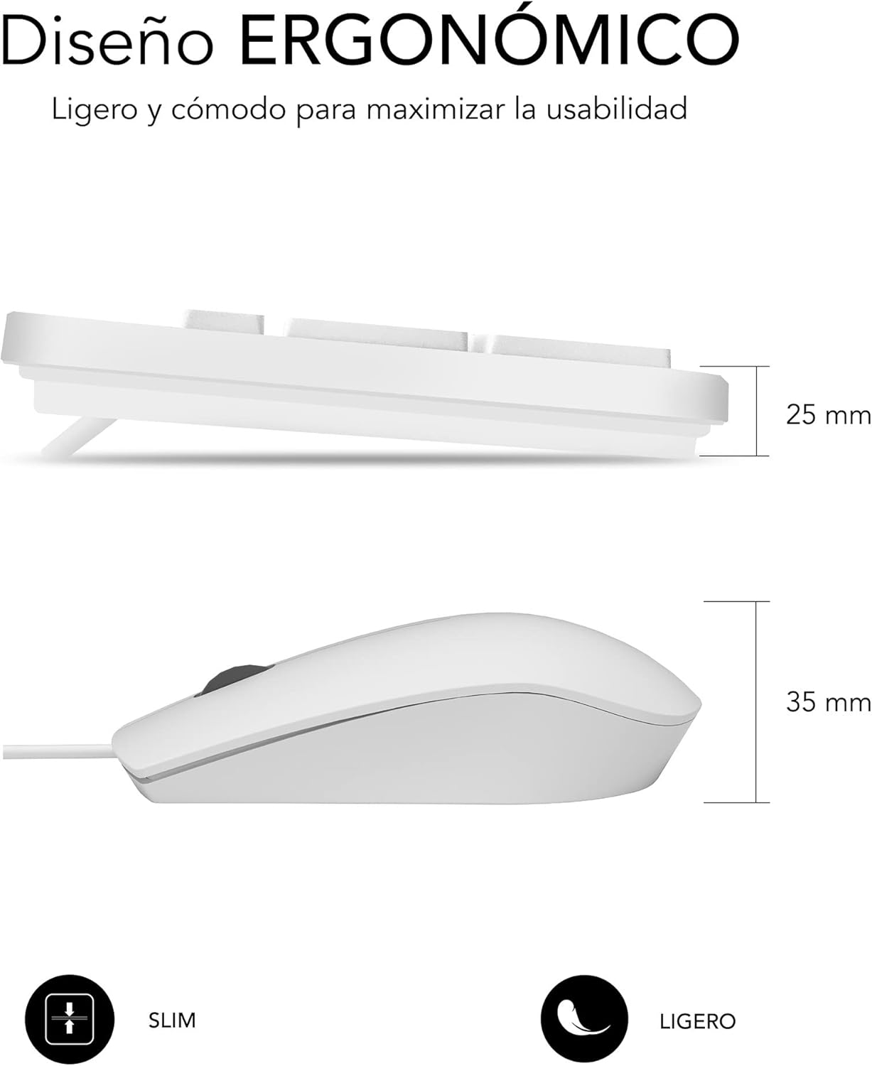 Teclado e Rato Subblim Combo Business Slim Silencioso/ Branco - Imagem 2