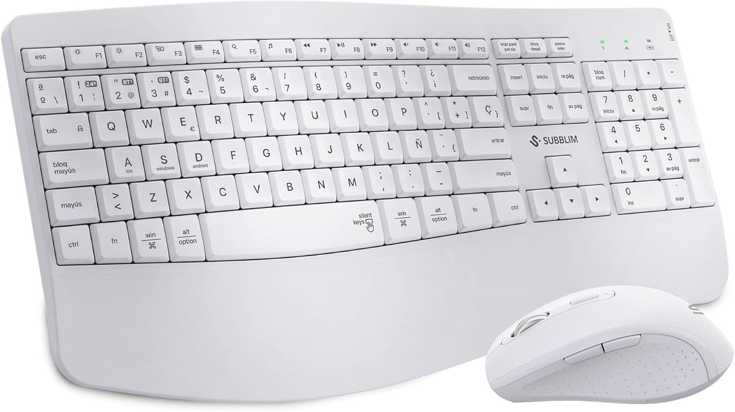 Teclado e Rato Sem Fios Subblim Combo Dual Office Prowave/ Branco