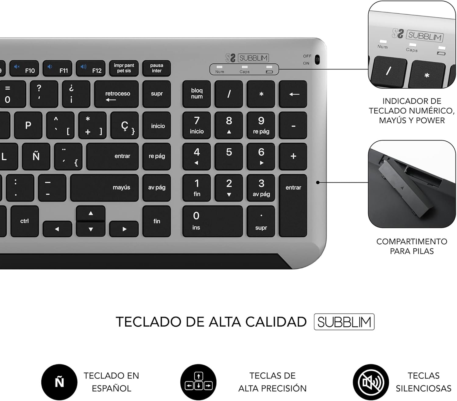 Teclado e Rato Sem Fios Subblim Combo Dual Prestige Extendido - Imagem 5