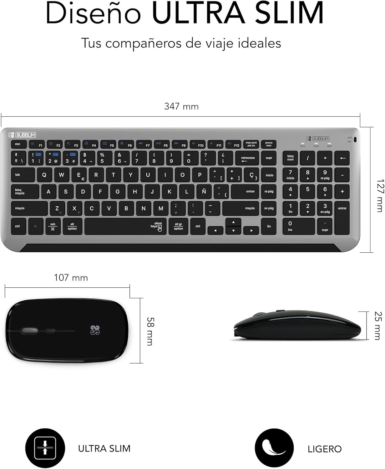 Teclado e Rato Sem Fios Subblim Combo Dual Prestige Extendido - Imagem 4