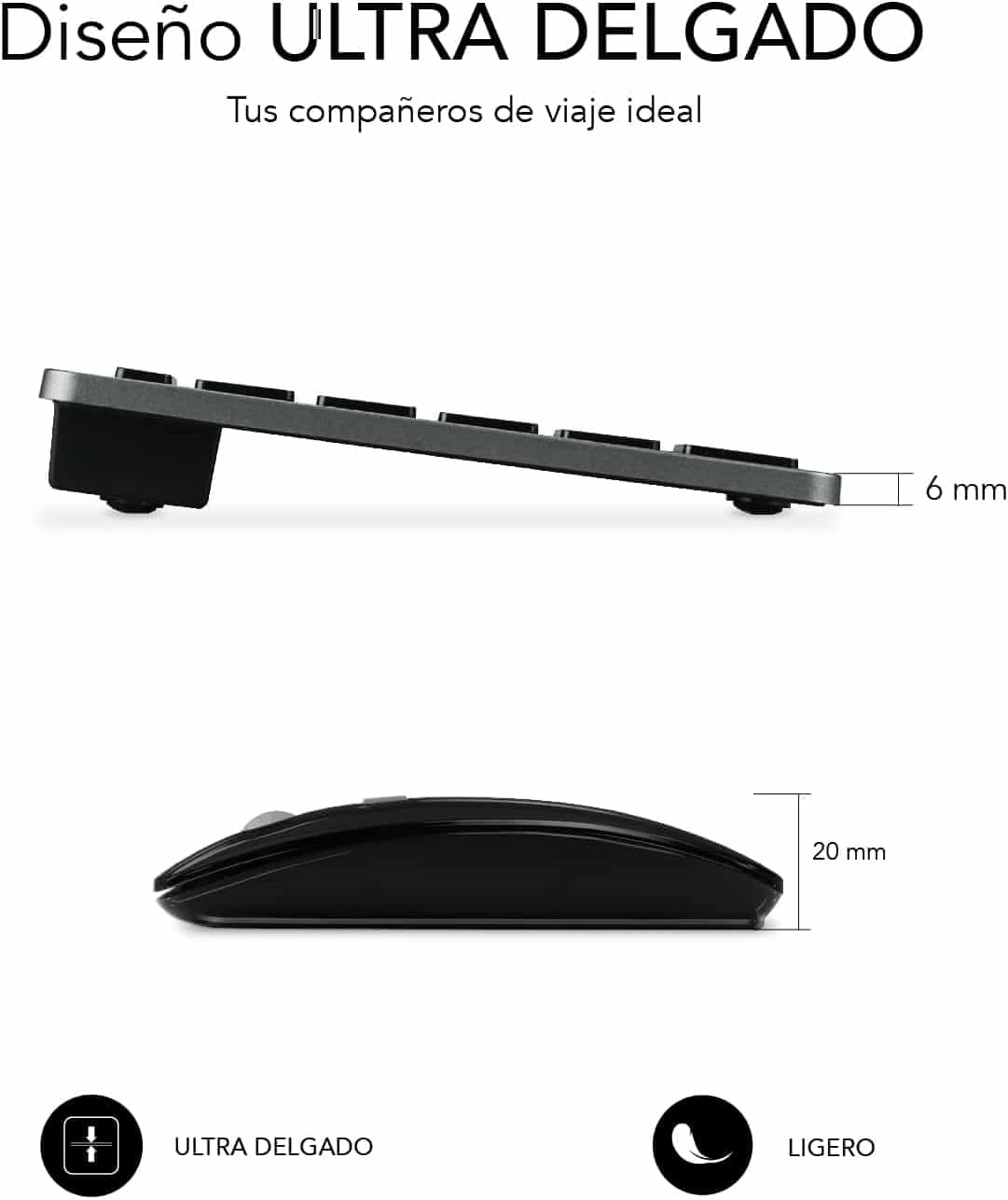 Teclado e Rato Sem Fios Subblim OCO020 Combo Multidispositivo Compacto/ Cinzento - Imagem 6