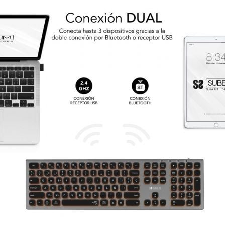 Teclado Sem Fios Subblim Master/ Cinzento e Preto - Imagem 2
