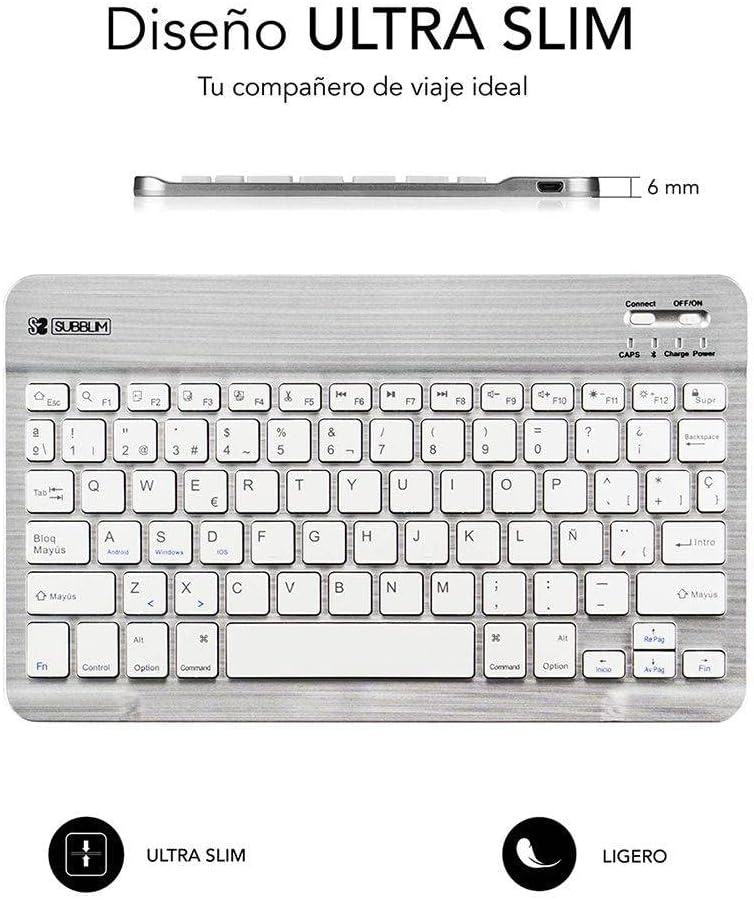 Teclado Compacto Sem Fios por Bluetooth Subblim Smart/ Prata - Imagem 4
