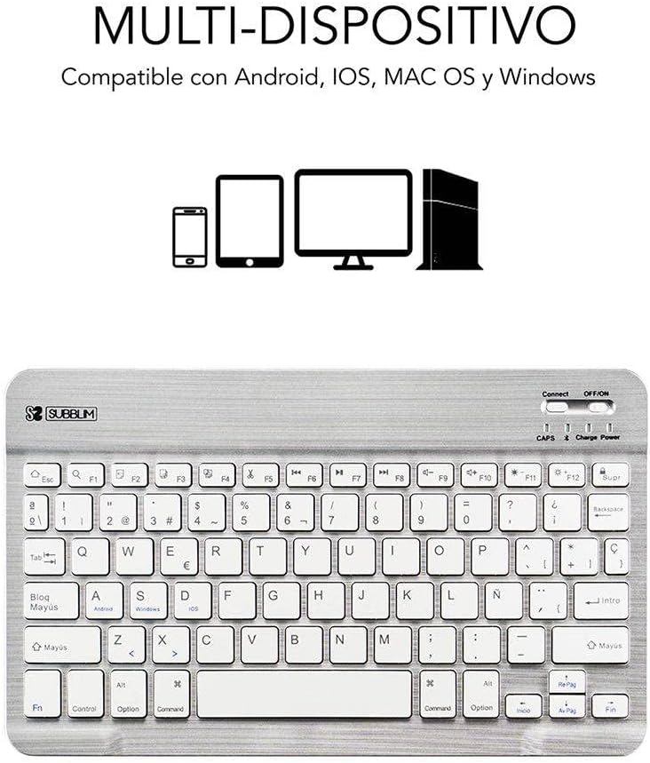 Teclado Compacto Sem Fios por Bluetooth Subblim Smart/ Prata - Imagem 3