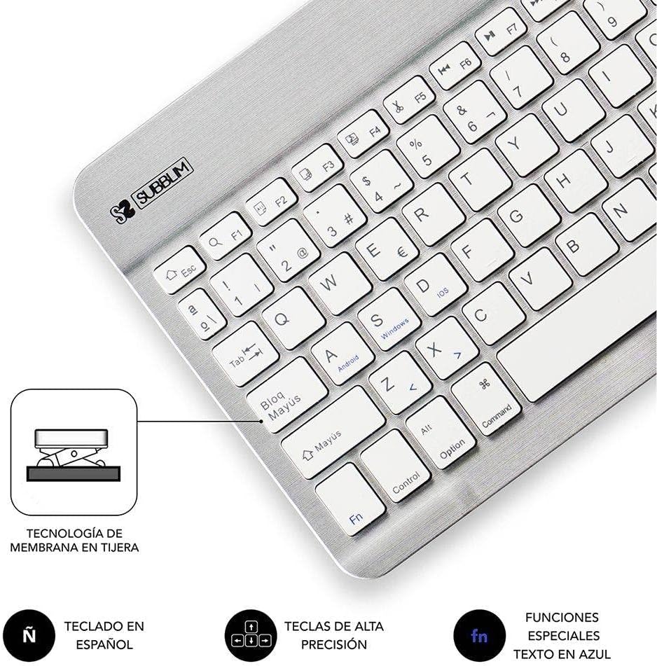 Teclado Compacto Sem Fios por Bluetooth Subblim Smart/ Prata - Imagem 6