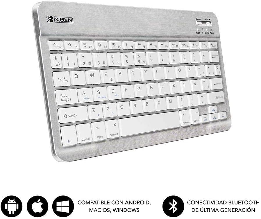 Teclado Compacto Sem Fios por Bluetooth Subblim Smart/ Prata - Imagem 2