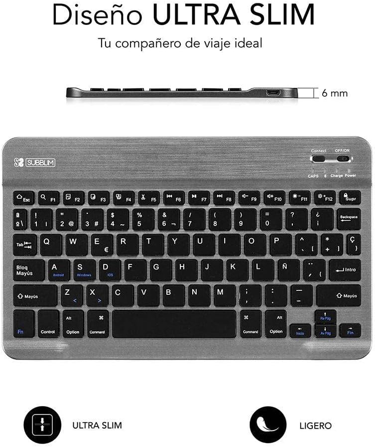 Teclado Compacto Sem Fios por Bluetooth Subblim Smart/ Cinzento - Imagem 4