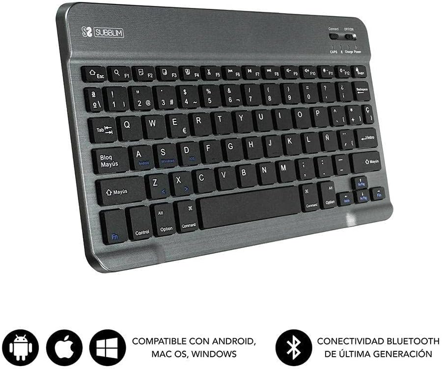 Teclado Compacto Sem Fios por Bluetooth Subblim Smart/ Cinzento - Imagem 2