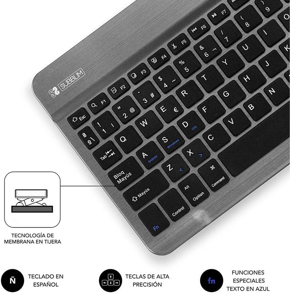 Teclado Compacto Sem Fios por Bluetooth Subblim Smart/ Cinzento - Imagem 6
