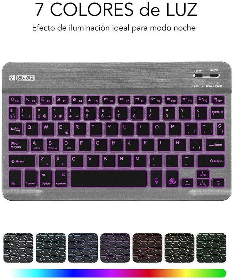 Teclado Compacto Sem Fios por Bluetooth Subblim Smart Backlit / Cinzento - Imagem 6
