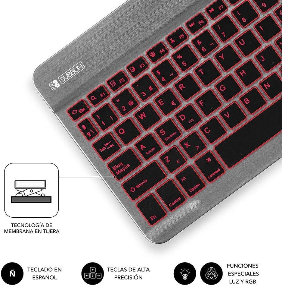 Teclado Compacto Sem Fios por Bluetooth Subblim Smart Backlit / Cinzento - Imagem 5