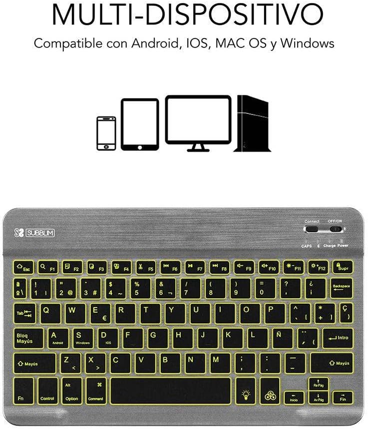 Teclado Compacto Sem Fios por Bluetooth Subblim Smart Backlit / Cinzento - Imagem 3
