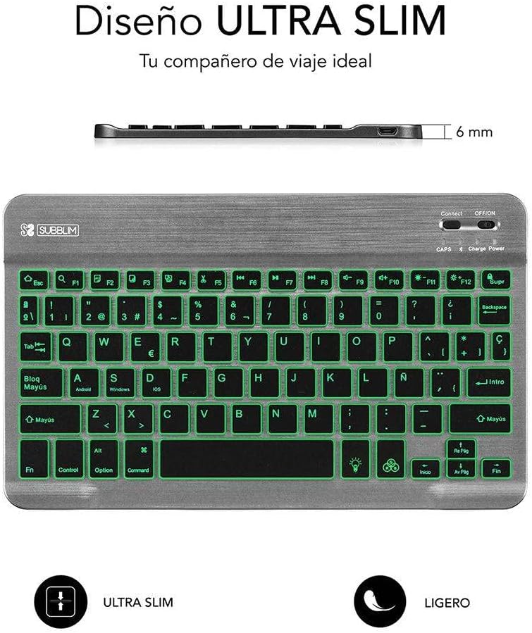 Teclado Compacto Sem Fios por Bluetooth Subblim Smart Backlit / Cinzento - Imagem 4