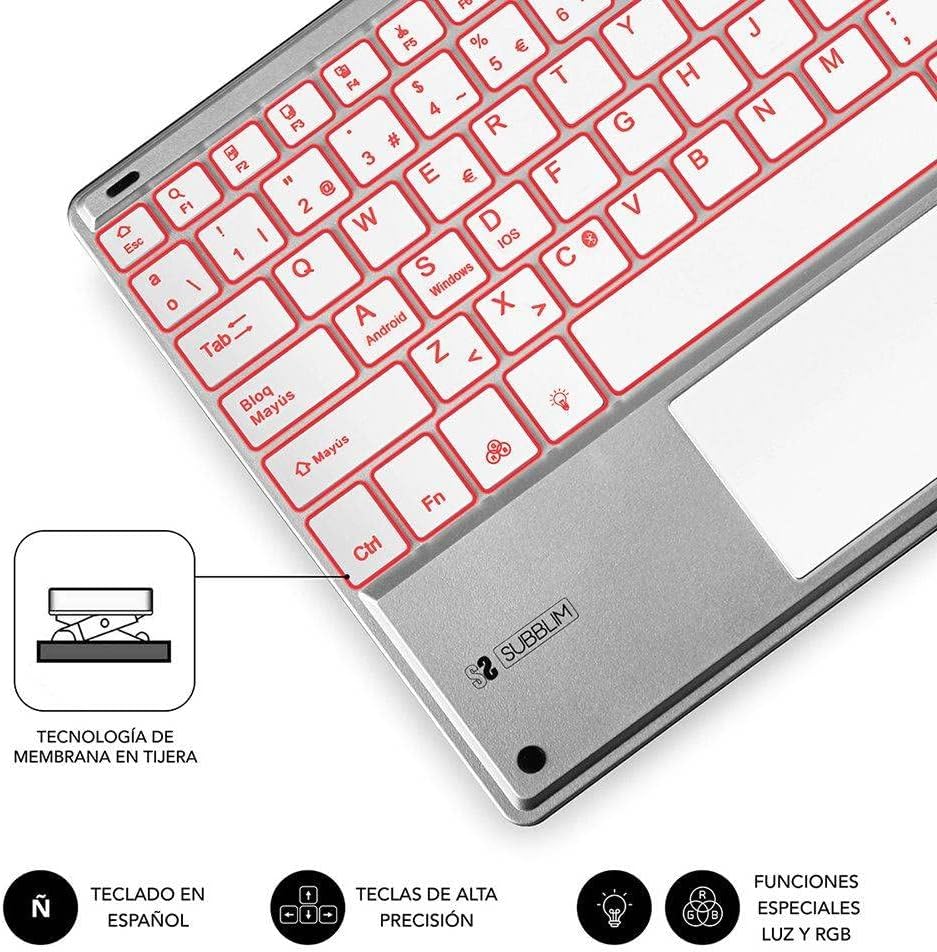 Teclado Compacto Sem Fios Bluetooth Subblim SMBT50/ Prata - Imagem 5